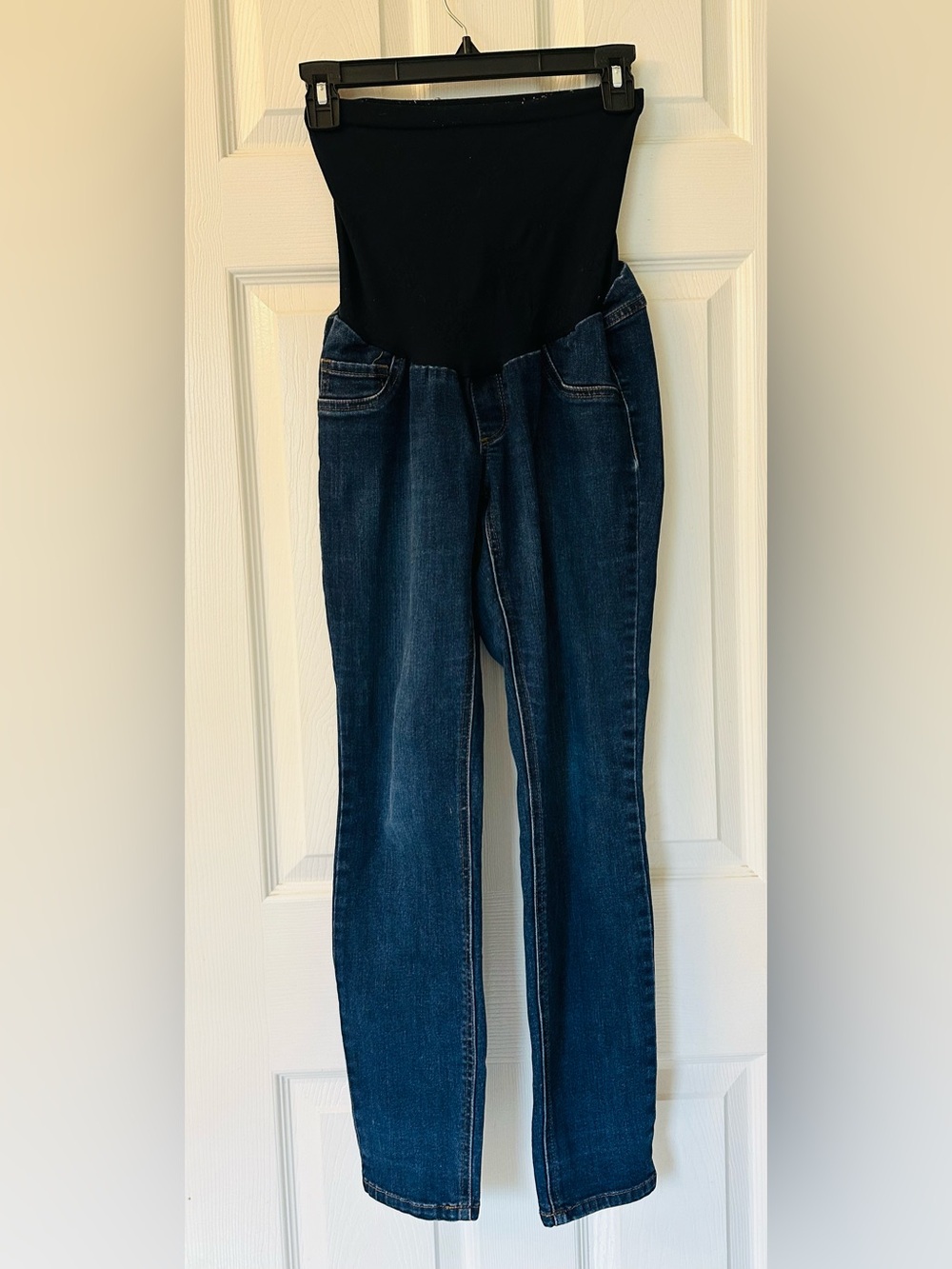 Jessica Simpson Maternity Skinny Jeans with Navy Support Panel - Dark Blue